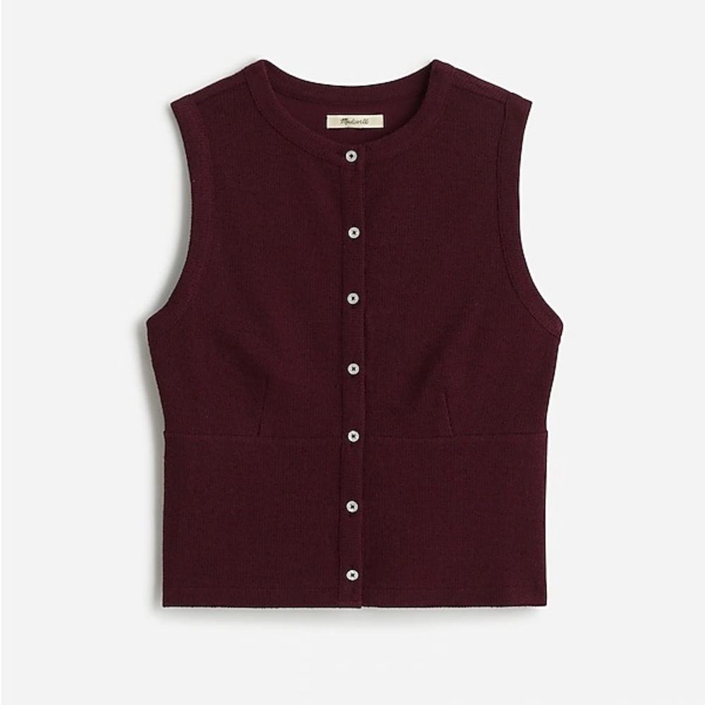 BNWT Madewell Split-Crewneck Cardigan Tank Burgundy Medium